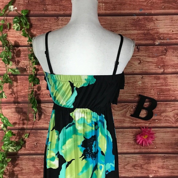 Floral Black and Blue Maxi Dress - Picture 11 of 12